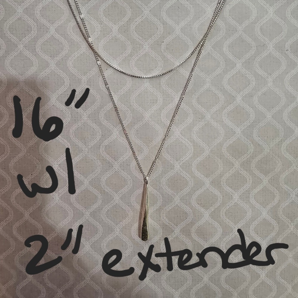 Jenny Bird silver Toned drop necklace  16" with 2" Extender Very Pretty, Layered